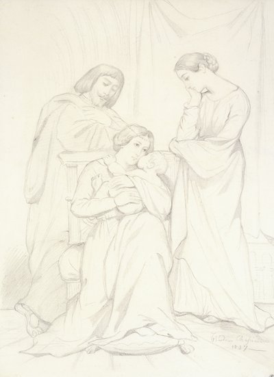 Portrait Présumé du Comte Oscar de Ranchicourt et de sa Famille en Costumes de Troubadour - Théodore Chassériau