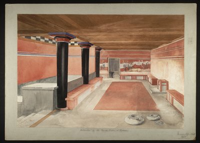 Salle du trône réimaginée du Palais de Minos à Knossos (détail) - Theodore Fyfe