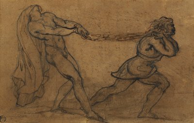 Un homme nu tiré par un autre homme - Theodore Gericault