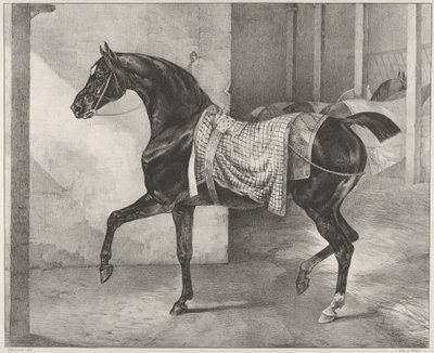 Un cheval noir attaché dans une écurie - Theodore Gericault