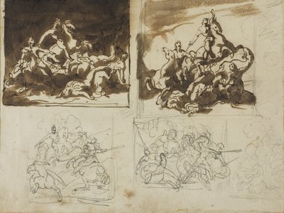 Cinq Esquisses pour une Bataille de Cavalerie, 1813-14 - Theodore Gericault