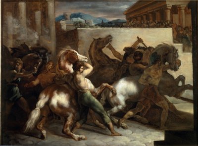 Courses de chevaux libres à Rome - Theodore Gericault