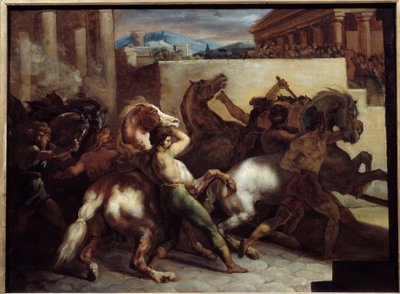 Courses de chevaux libres à Rome - Theodore Gericault