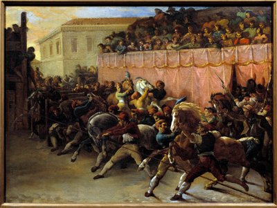 Course de chevaux libres à Rome - Theodore Gericault
