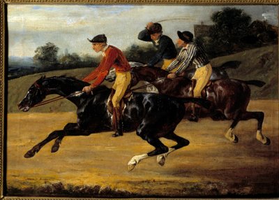 Courses de chevaux : Chevaux montés à gauche au galop - Theodore Gericault