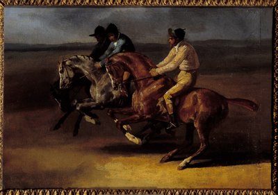 Course de chevaux allant vers la gauche au moment du départ - Theodore Gericault