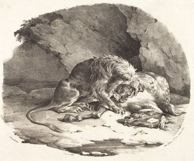Un lion dévorant un cheval - Theodore Gericault