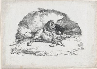 Un lion dévorant un cheval - Theodore Gericault
