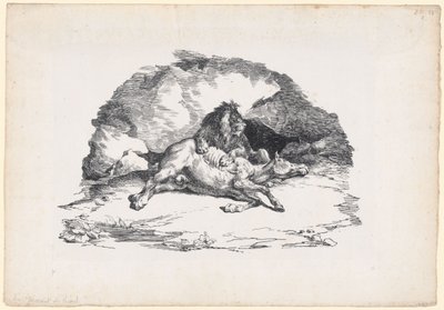 Lion dévorant un cheval (A Lion Devouring a Horse) - Theodore Gericault