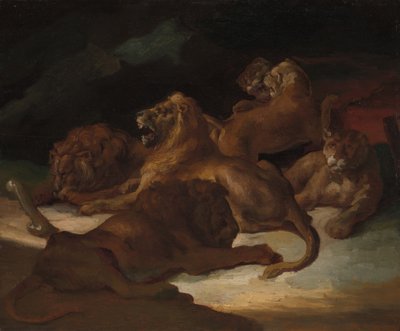 Lions dans un paysage montagneux, vers 1818-20 - Theodore Gericault