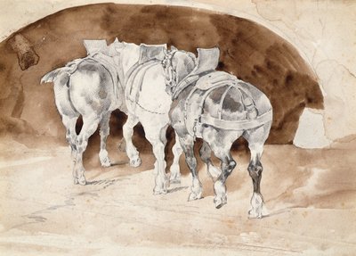 Trois chevaux lourds en harnais - Theodore Gericault