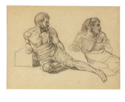 Deux études pour la figure assise au pied du mât - Theodore Gericault