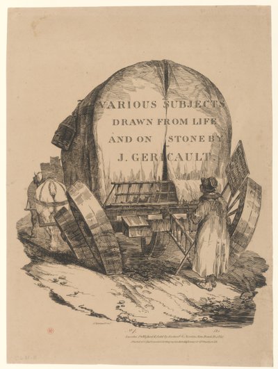 Un fourgon attelé (Titre de la série anglaise) [A Hitched Wagon or A Horse-Drawn Cart (Title Page of the English Series) - Theodore Gericault