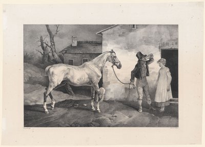 Vieux cheval à la porte d