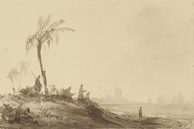 Bédouins sous un palmier - Theodore Gudin