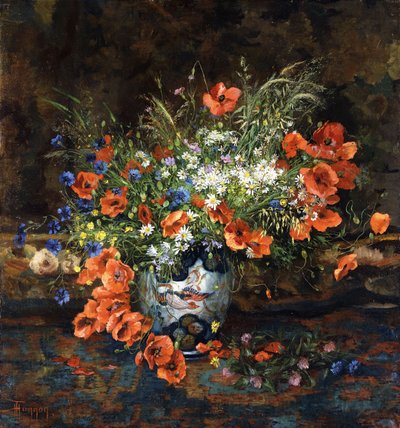 Coquelicots, marguerites, boutons d