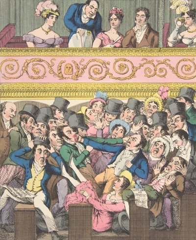 Plaisirs théâtraux, Planche 2 : Dispute pour un siège, ca. 1835 - Theodore Lane