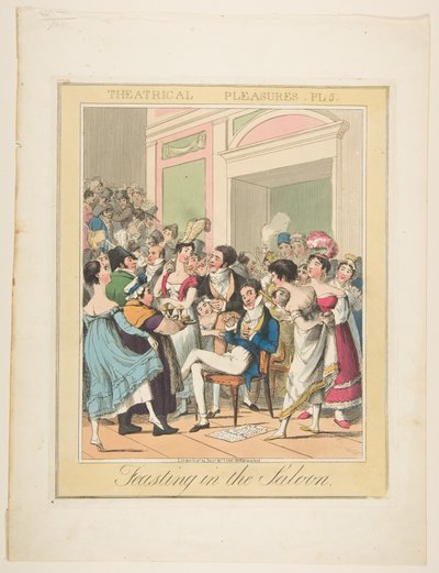 Plaisirs théâtraux, Planche 5 : Festin dans le salon, vers 1835 - Theodore Lane
