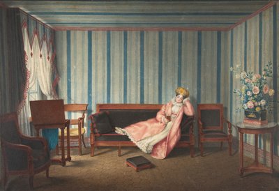 Femme en rose allongée sur un canapé, 1819 - Theodore Lebrun