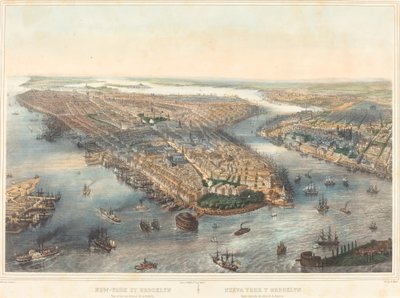 New York et Brooklyn - Vue prise au-dessus de la batterie - Theodore Muller after William Simpson
