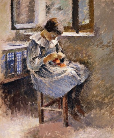 Fille cousant, c.1886 - Theodore Robinson