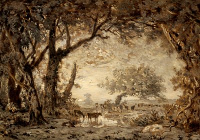 Coucher de soleil depuis la forêt de Fontainebleau - Theodore Rousseau
