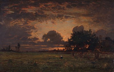 Coucher de soleil sur la plaine de Barbizon - Pierre Etienne Theodore Rousseau