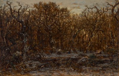 Forêt au coucher du soleil en hiver - Theodore Rousseau