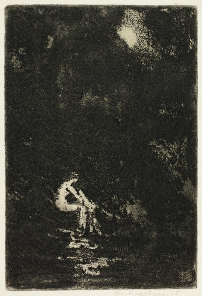 Une nymphe se baignant, clair de lune - Theodore Roussel