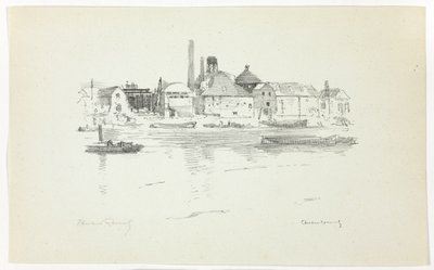 Battersea depuis la rivière, marée basse - Theodore Roussel