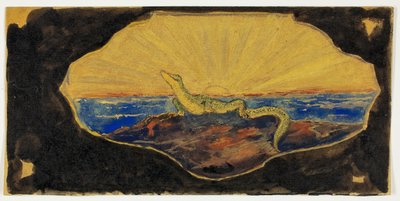 Dessin sans titre pour cartouche de cadre (Salamandre) - Theodore Roussel