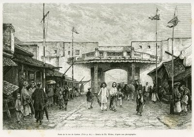 Porte de la rue Canton à Hanoï. Gravure d