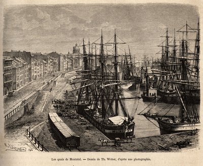 Les quais de Montréal, gravure d
