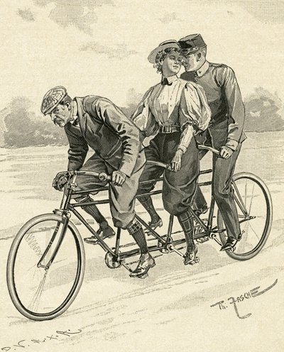 Bicyclette pour trois personnes, appelée tandem - Theodore Zasche