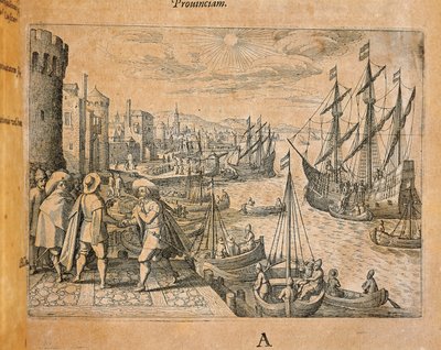 Caravelles partant pour le Nouveau Monde, Espagne, gravure par Theodor de Bry - Theodore de Bry