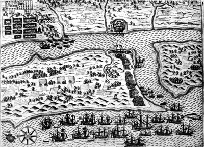 Drake capture le bateau « Saint Augustin », en 1586, par De Bry - Theodore de Bry