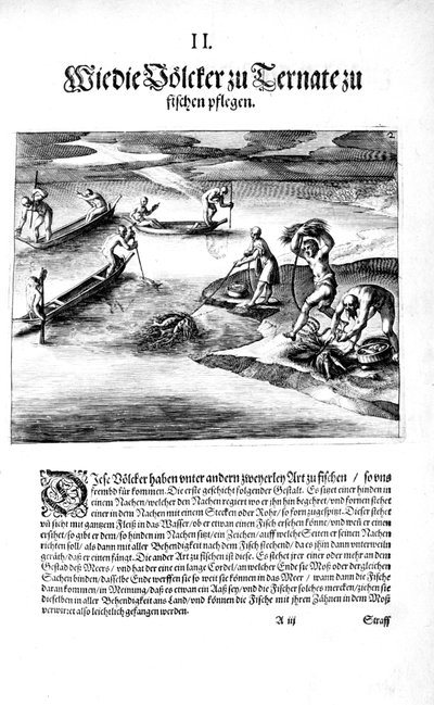 Pêche avec des Indiens, 1606 - Theodore de Bry