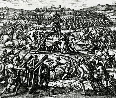 Les troupes de Francisco Pizarro capturant l