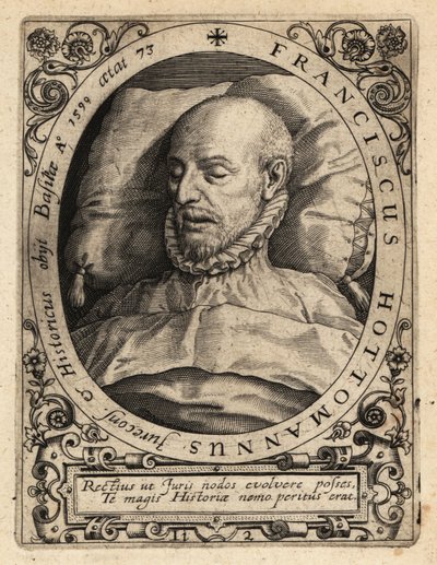 François Hotman, sur son lit de mort - Theodore de Bry