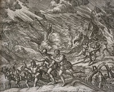 Ouragan coulant la Santa Maria, caravelle de Christophe Colomb - Theodore de Bry
