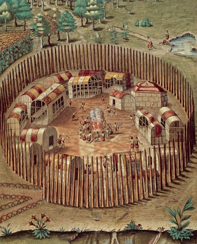 Village fortifié amérindien en Virginie - Theodore de Bry