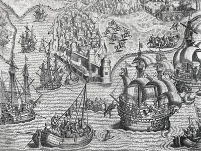 Bataille navale - Theodore de Bry