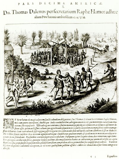 Ralph Hamor rend visite à Powhatan, 1619 - Theodore de Bry