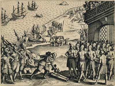 Les Hollandais débarquant à Calcutta - Theodore de Bry