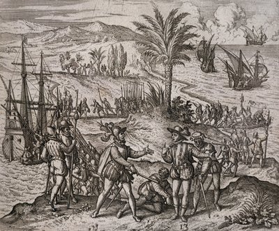 Arrestation de Christophe et Barthélemy Colomb sur ordre de Francisco de Bobadilla - Theodore de Bry