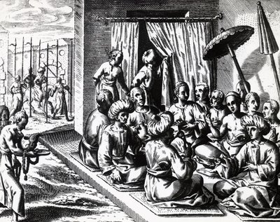 Cérémonie de mariage à Bantam, Île de Java, par Theodor de Bry, gravure - Theodore de Bry