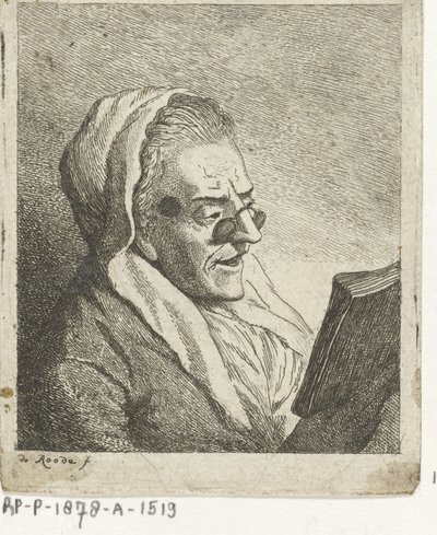 Vieille femme lisant avec pince-nez - Theodorus de Roode