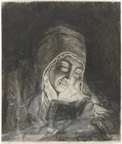 Femme lisant à la lumière d