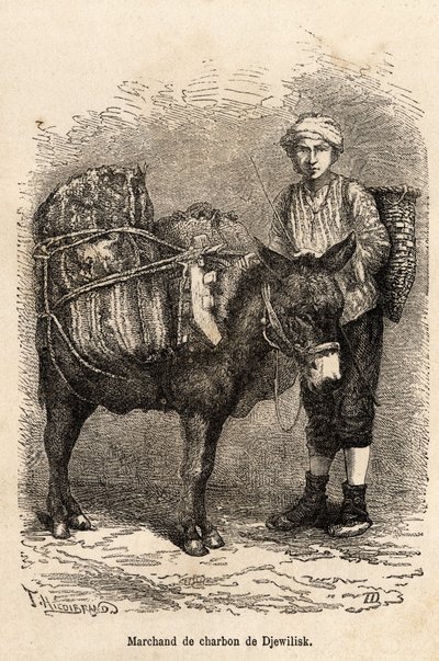 Un marchand de charbon, avec son âne, à Djewilisk (Anatolie du Nord), gravé d