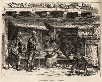 Une épicerie à Erzeroum (Arménie) (illustration du voyage en Lazistan et Arménie, par Théophile Deyrolles, 1869, publié dans "Le tour du monde" 1875) - Theophile Louis Deyrolle